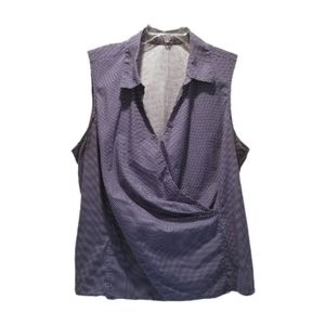 *Talbots Sleeveless Blue Polka Dot Wrap Blouse in Size 2X*